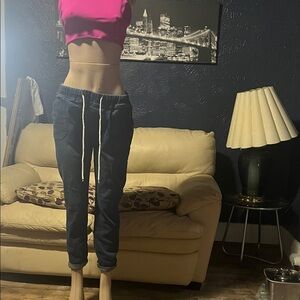 Casual Navy Drawstring Jogger Pants for Women